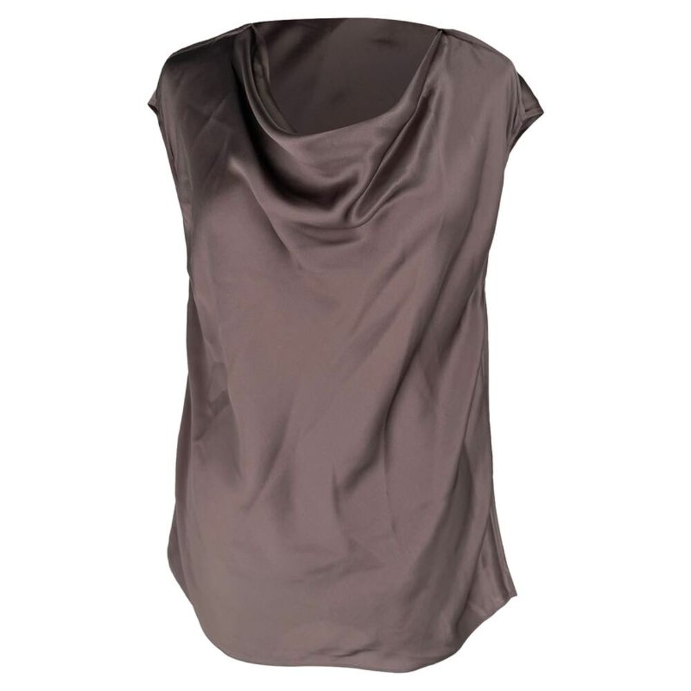 Lanvin Cowl Neck Blouse in Brown Silk